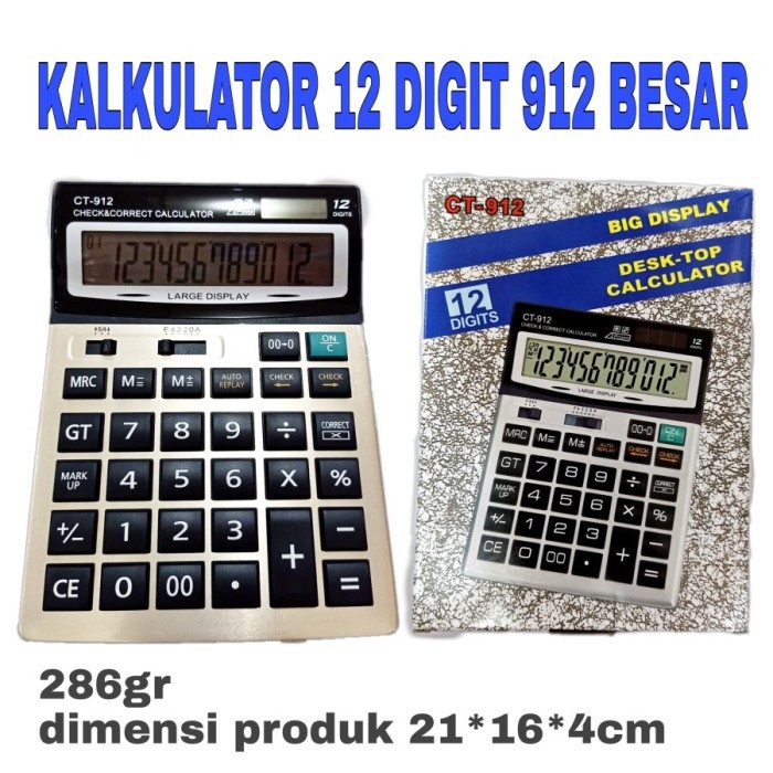 

Kalkulator 12 Digit Ct 912 Besar