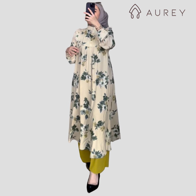 Aurey - oneset long tunik wanita namira setelan tunik panjang rayon busui setelan celana lengan