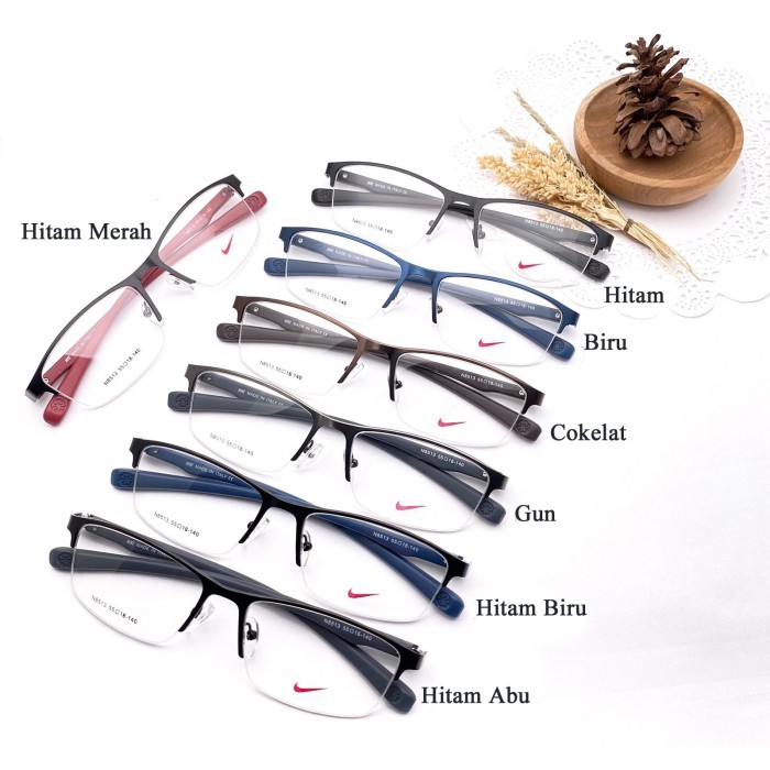 Frame Kacamata NIKE 8513 Half Pria Sporty minus baca photocromic n8513