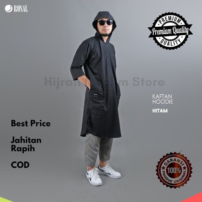Gamis Hoodie Rompi Sholat Kaos Kurta Jubah Koko Baju Muslim Pria Rosal