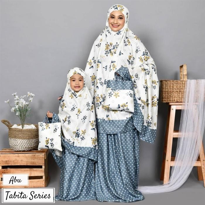 (Dijual Terpisah) Mukena Tabita Bisa Couple Ibu Dan Anak Atasan Motif Asli 100%