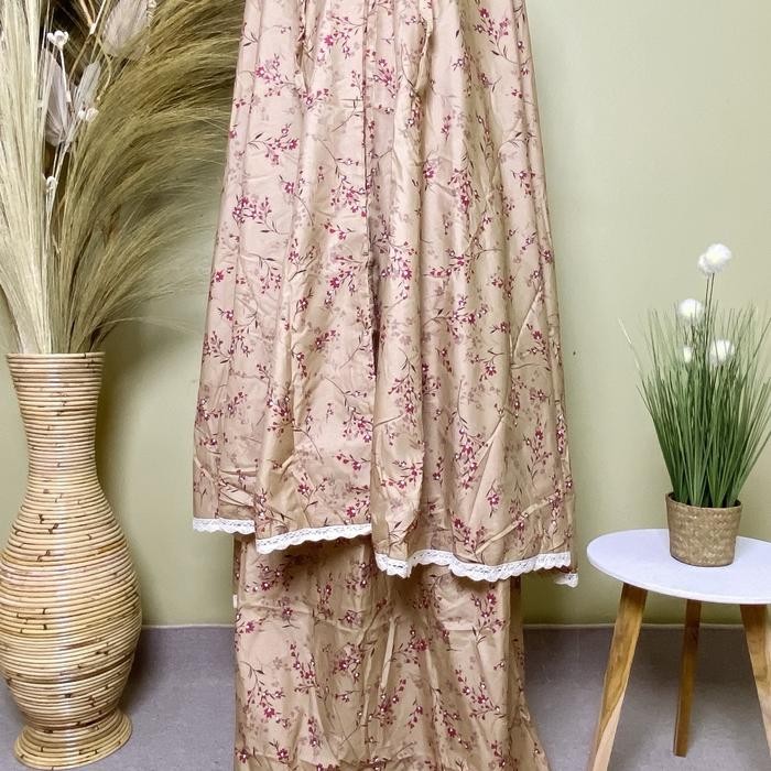 Mukena Couple Ibu Dan Anak Katun Mikro Motif Lily By. Al-Fath Collection Nyaman Asli 100%