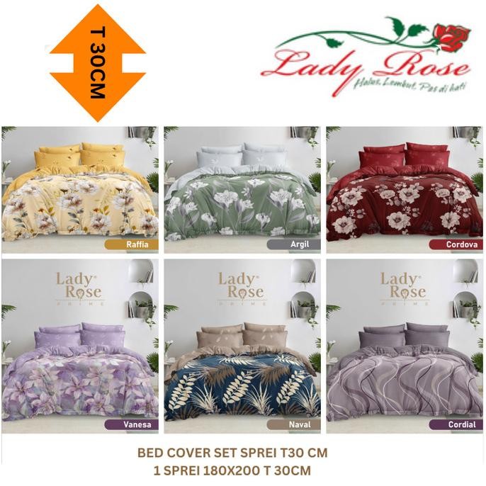 Grosir Lady Rose Sprei Bedcover Set 180X200 King No 1 | 160X200 Queen No 2 Tinggi 30 Bahan Lembut Ha