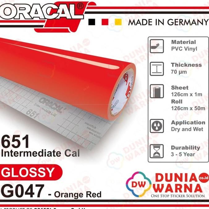 Promo Oracal 651 047 Orange Red Gloss/Matte(Doff) Meteran