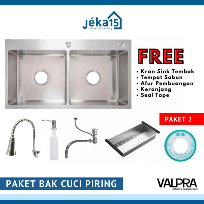Bak Cuci Piring//Bak Sink Minimalis//2 Lubang//Valpra VHE-8245