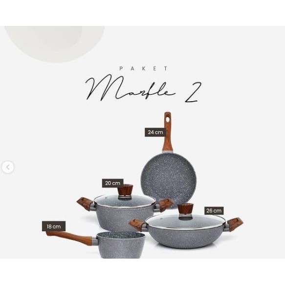 New Cypruz Wajan Set Keramik Anti Lengket Panci Set Murah Marble Lengkap