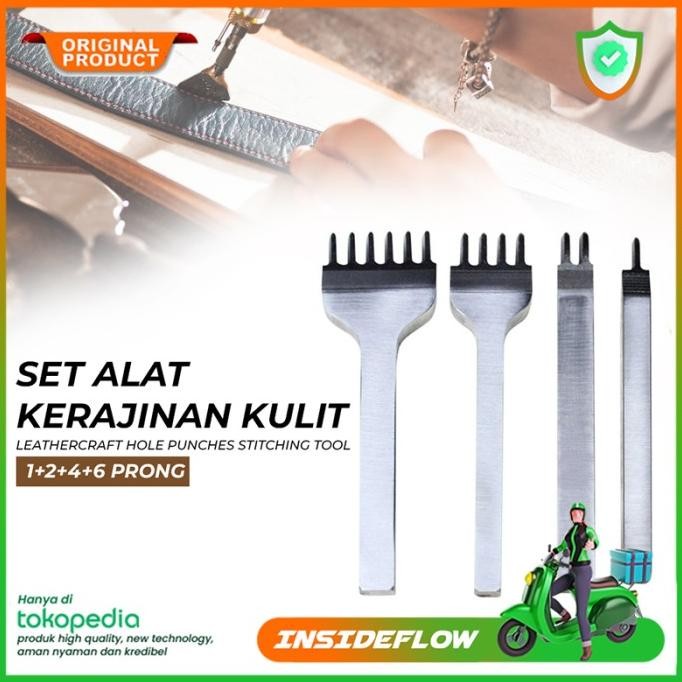 

Terlaris Stitching Hole Tools Punch Prong 4pcs Pembolong Jahit Kulit SALE