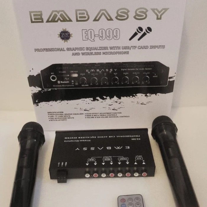 KHUSUS GOSEND Parametrik equalizer EMBASSY EQ-999 karaoke 2 mic wireless pre amp EMBASSY EQ 999