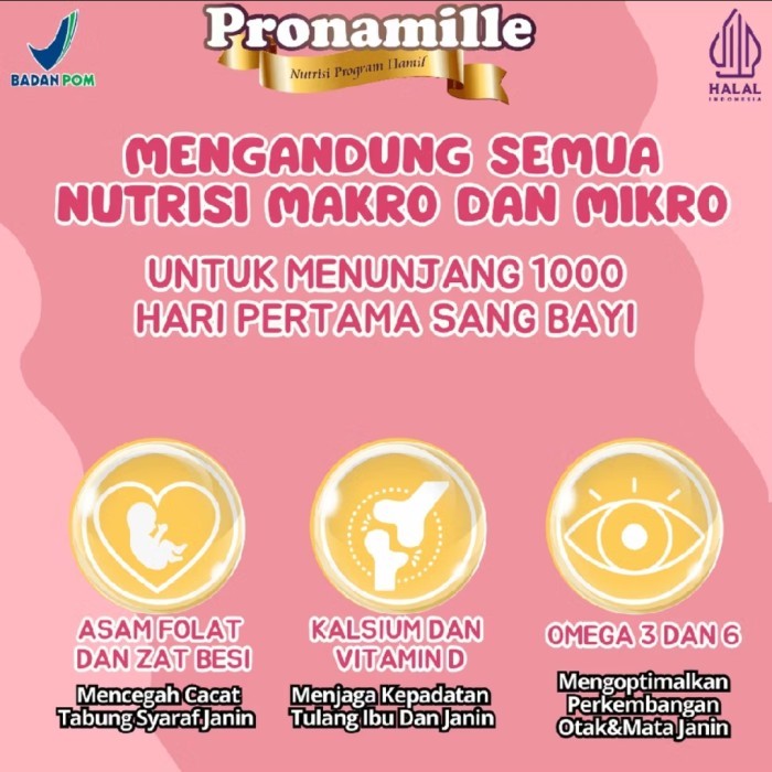 

ORIGINAL Susu Pronamille Nutrisi Program Kehamilan 200 gram Membantu Menyuburkan Kandungan Untuk