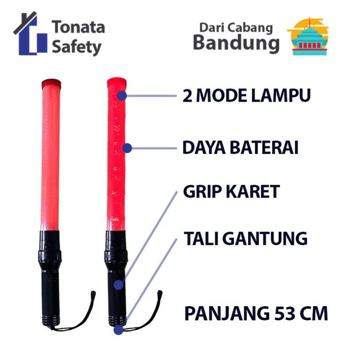 Ready Stock Tongkat Lalu Lintas 53 cm Lampu Lalin Polisi Stick Warning Light