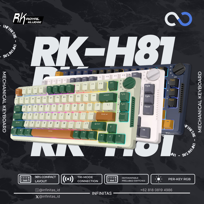 Royal Kludge Rkh81 / Rk-H81 Hotswap Gasket Mount Mechanical Keyboard