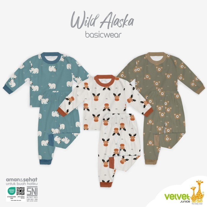Velvet Junior Size 45678910 Piyama Bayi Velvet Baju Bayi Velvet Besar