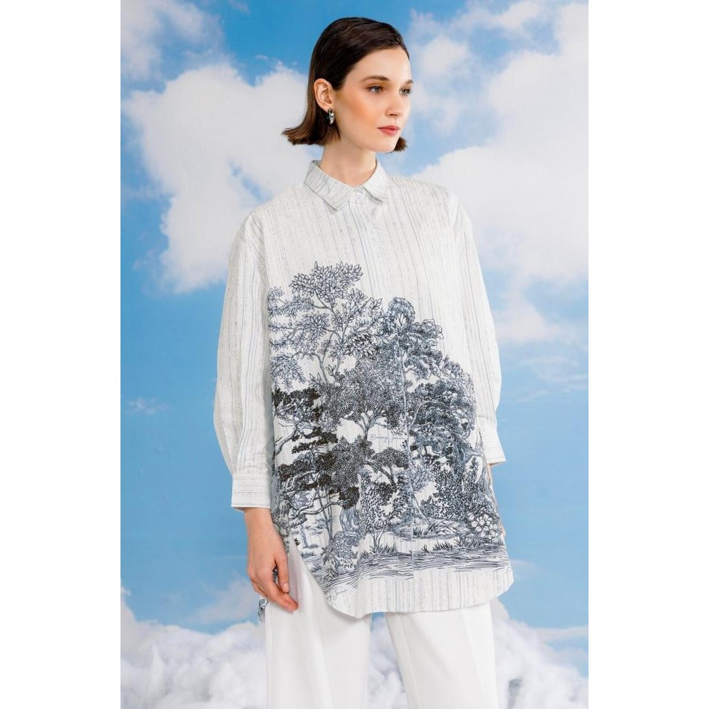 Benang Jarum - Forest Toile Oversized Shirt - White