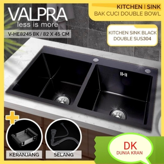 kitchen sink 2 lubang valpra black 8245 / Tempat cuci piring 2 lubang