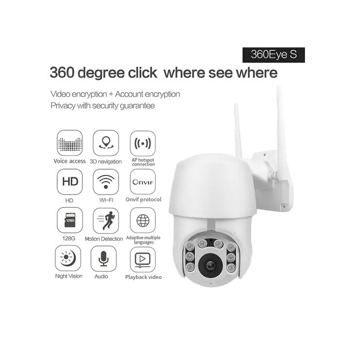 IP CAMERA CCTV OUTDOOR, 1080P, 2MP, APP: 360EYES