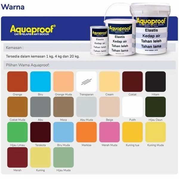AQUAPROOF 4KG CAT AQUAPROOF WARNA-abu abu Terlaris