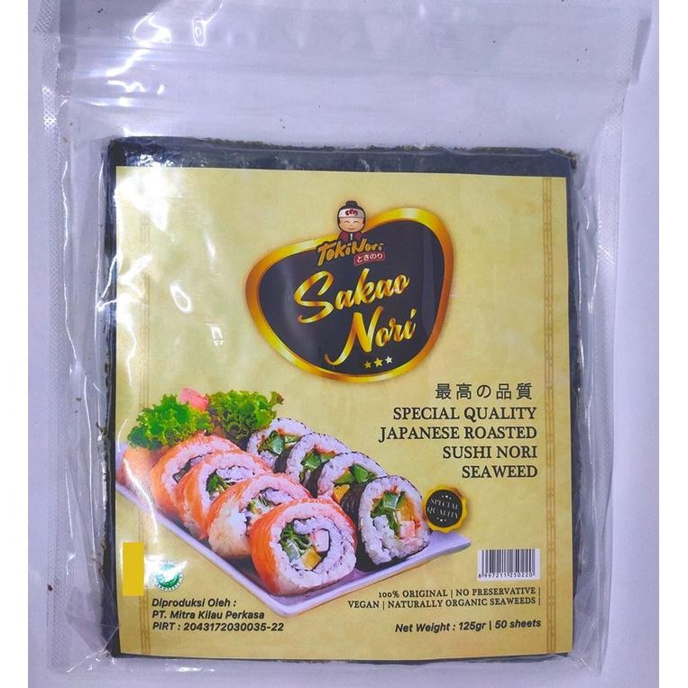 

Promo Sakao Nori 50 Sheet Dari Tokinori Yaki Sushi Nori Halal Mui Roasted Seaweed Uk 21X19 Cm + Dus