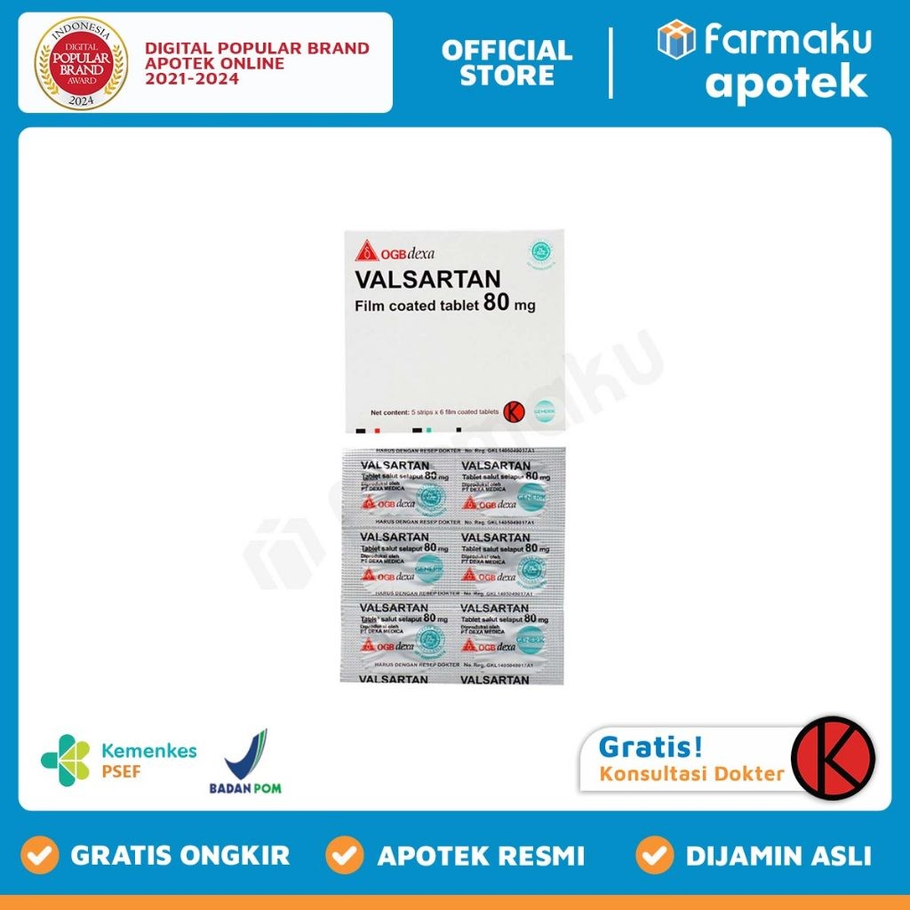 Valsartan 80 mg Dexa  Strip 6 kaplet salut selaput - KGS