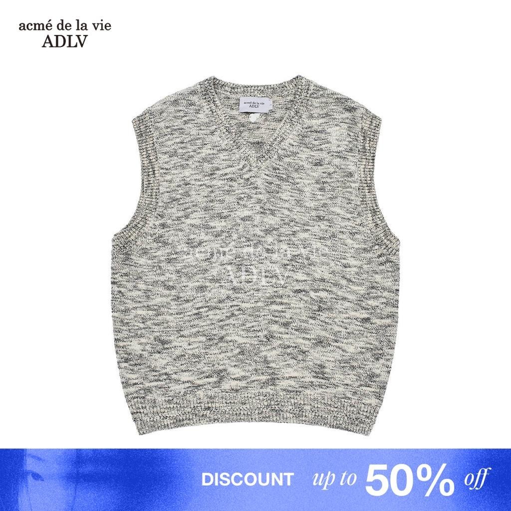 [ADLV] Symbol Logo Multi Color V Neck Knit Vest Grey - Baju Rajut semi-oversized Fit Unisex acme de 