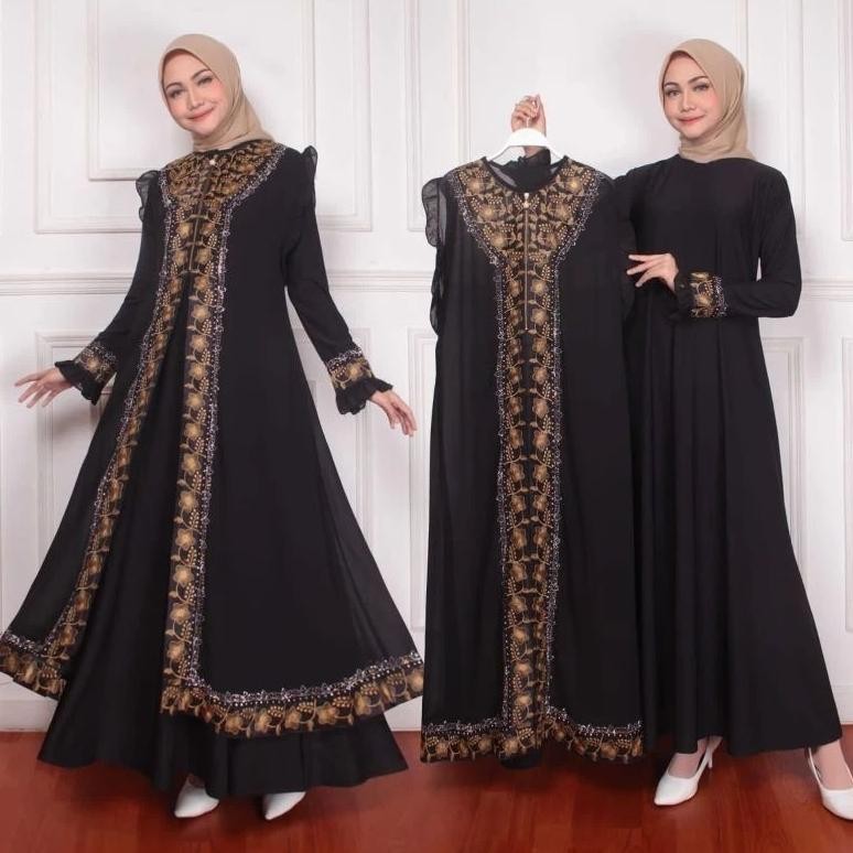 MUSLIM - GAMIS ABAYA TURKI JERSI PREMIUM ROMPI LEPAS RENDA MATAHARI TERLARIS