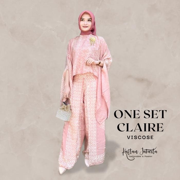 Kaftan Jakarta - Claire One Set Batik Viscose Setelan Celana Outfit Kondangan Muslim Wanita