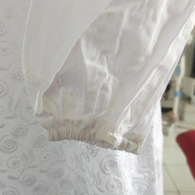 GAMIS KATUN LC / GAMIS KOMBINASI BERMOTIF DAN POLOS Katun Poliester Polos Bunga Putih Cantik Dalaman