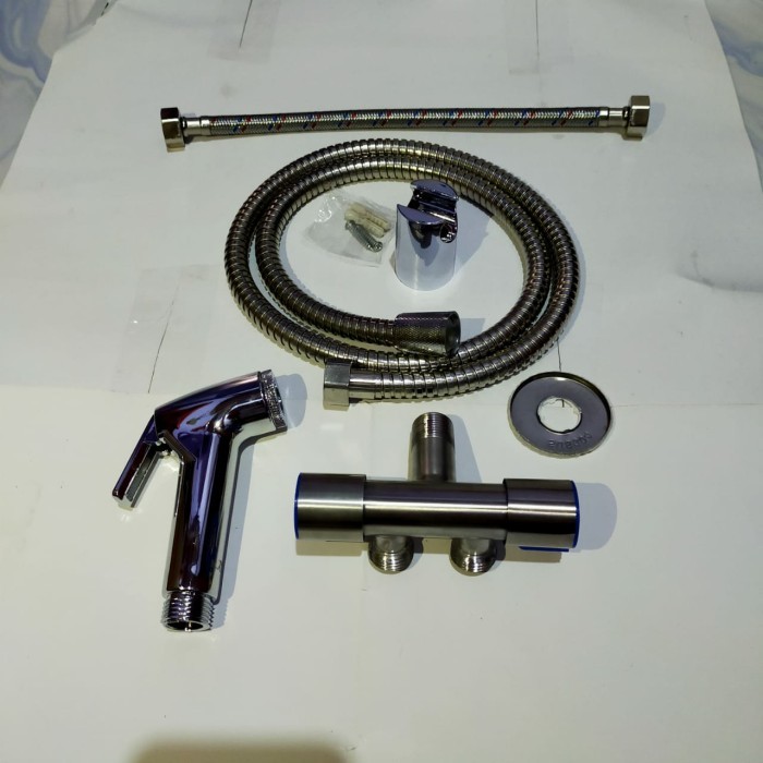 Paket jet shower toilet + kran cabang 2 tee