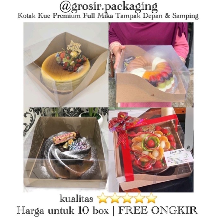 

(10Pcs) Murah! Kotak Kue Dus Tutup Full Mika Premium 25X25X12 /
