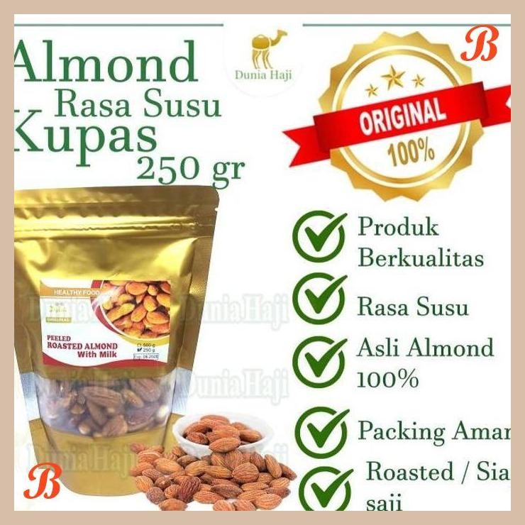 

| DH | KACANG ALMOND KUPAS RASA SUSU ALMOND ARAB WITH MILK TANPA CANGKANG ROASTED MATANG