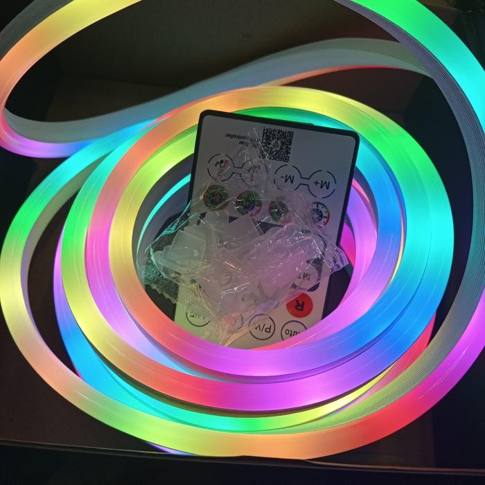 Paket LED Neon Flex neonflex Running RGB 5m 5 meter DC 5V LED Neon Flex Tinggal Colok