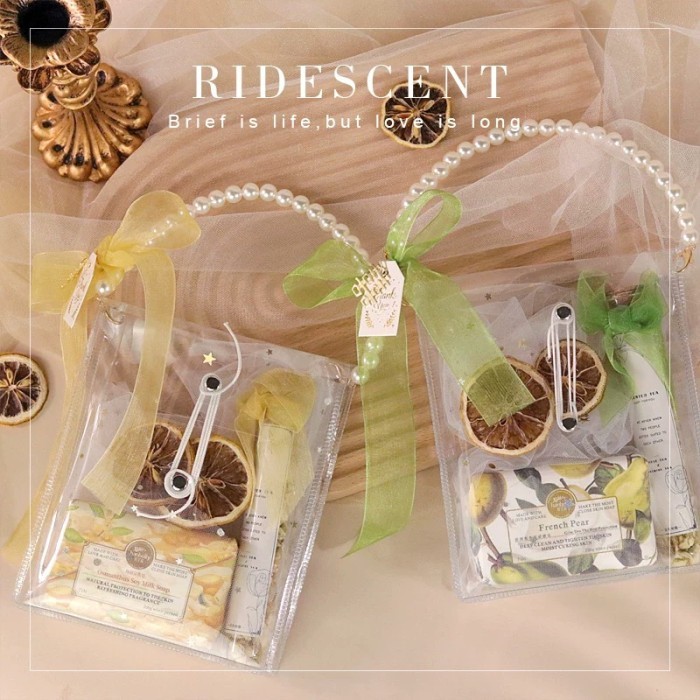 +++++] Tas hampers transparan mika ulang tahun anak premium tali mutiara