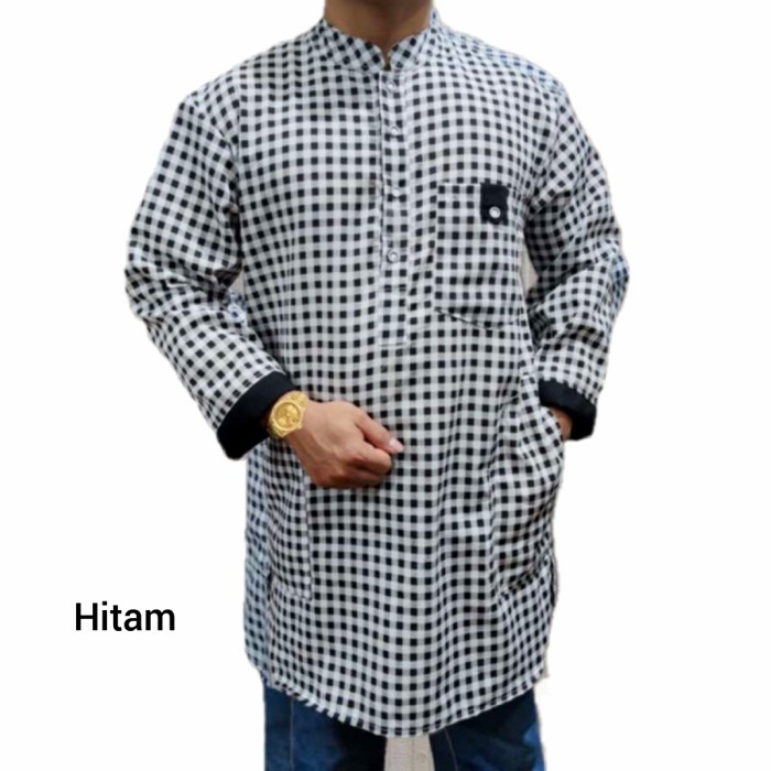 KEMEJA KOKO PRIA LENGAN PANJANG KOTAK KOTAK