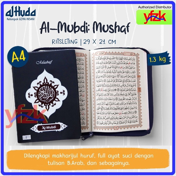 HOT PROMO Al-Quran Mushaf 2 Warna Ukuran Besar A4 Ritsleting Al-Mubdi