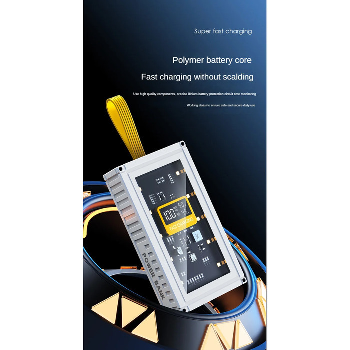 Power Bank Fast Charging PD 22.5W Transparent 20000 MAH 5 port Usb