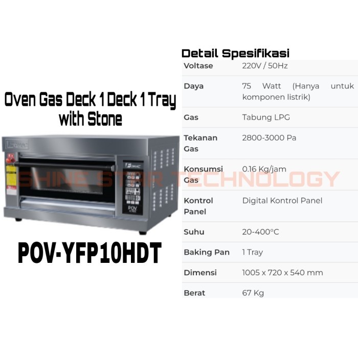 FOMAC OVEN PIZZA OVEN GAS DECK  Gas Pizza Oven 1 Deck 1 Tray with Stone POV-YFP10HDT FOMAC