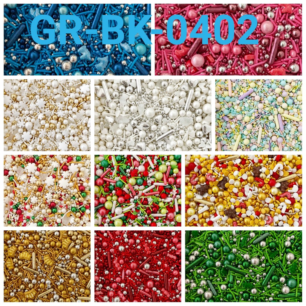 

GR-BK-0402 Trimit springkel sprinkles 30gr mutiara rainbow merah hijau (sprinkles)