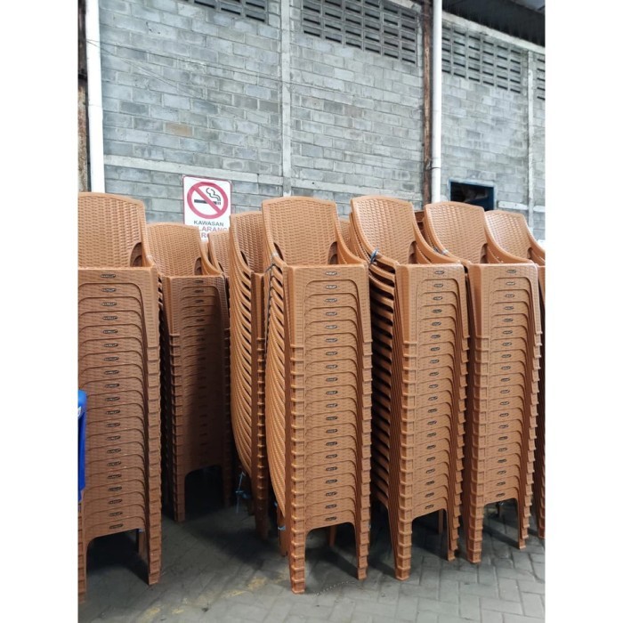 Promo !!! Kursi Plastik Napolly/Kursi Plastik Santai,/Kursi Motif Rotan Plastik - Meja Mapan