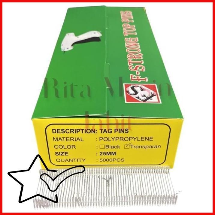 

[RMJ] 1 KOTAK ISI TAGPIN UKURAN 25MM 5000PCS PUTIH TRANSPARAN