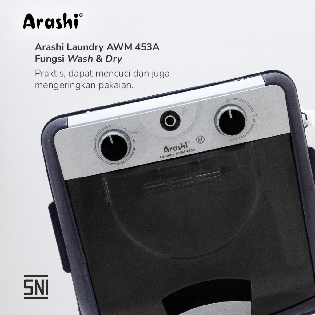 Arashi Mesin Cuci Portable AWM 453A / Mesin Cuci Mini Portable 4.5 Kg