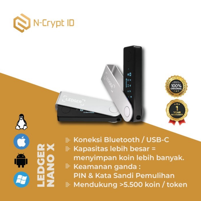 Ledger Nano X Crypto Hardware Wallet Dompet Bitcoin Cryptocurrency