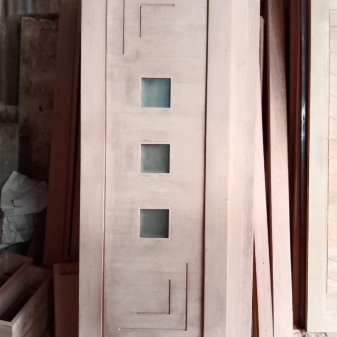 Best 1Set Kusen+Pintu Dobel.Tinggi Pintu 236Cm.Bahan Kayu Meranti