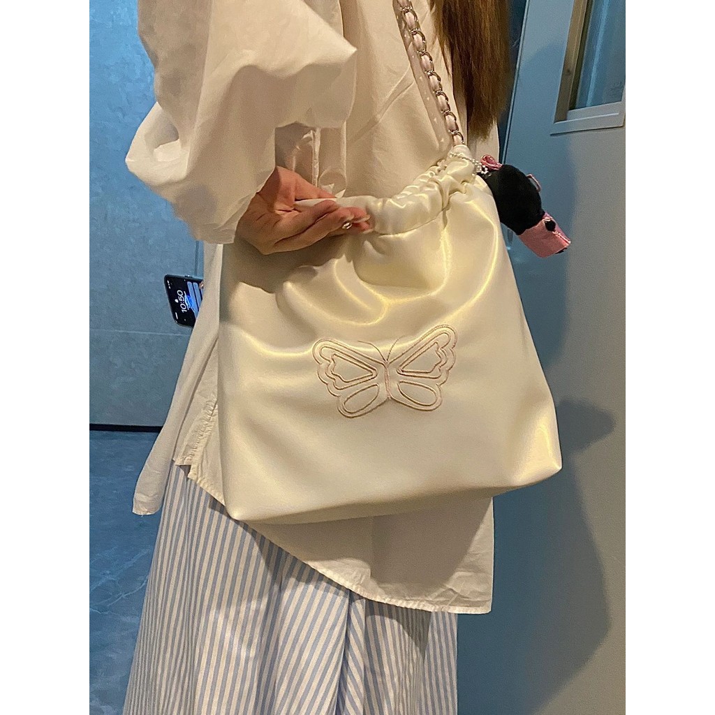 Tas Rantai Korea untuk Wanita, Tas Bahu Ember Kapasitas Besar Baru