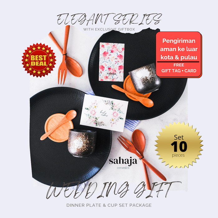 PAKET KADO PERNIKAHAN HAMPERS WEDDING GIFT MANGKOK PIRING KERAMIK SET