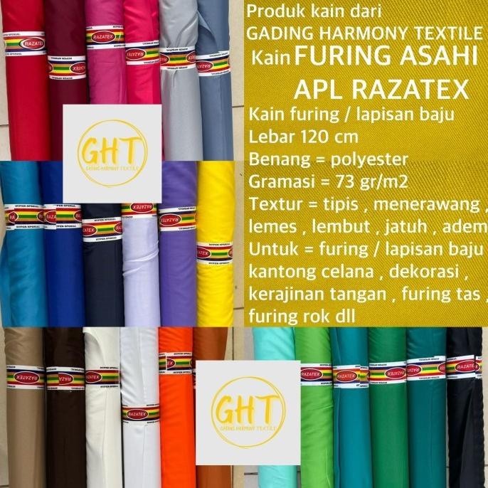 ( per 1 roll ) kain FURING ASAHI APL RAZATEX lebar 120 cm polyester lemes lembut tipis jatuh adem ba