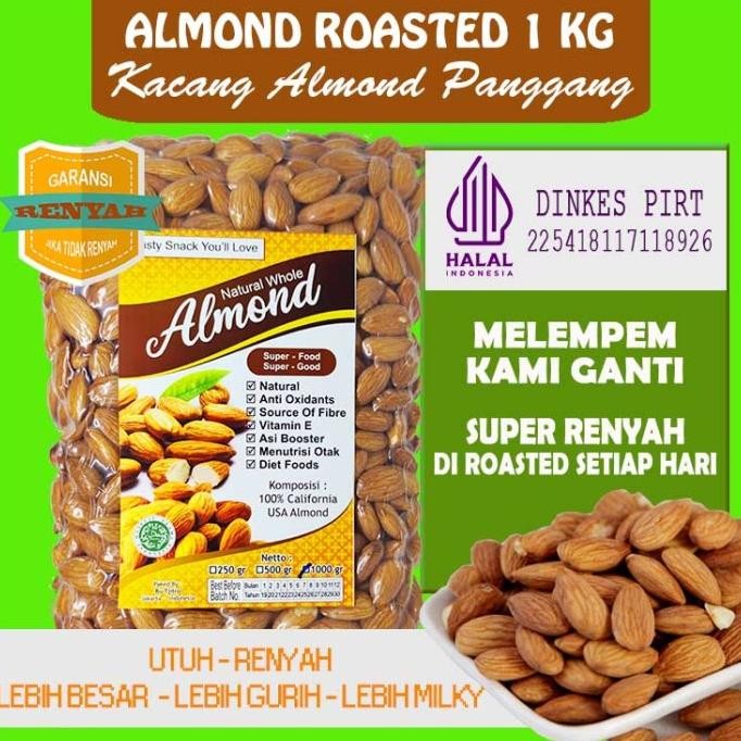 

1 Kg Kacang Almond Panggang Kupas Natural Premium Blue Diamond U.S.A Berkualitas