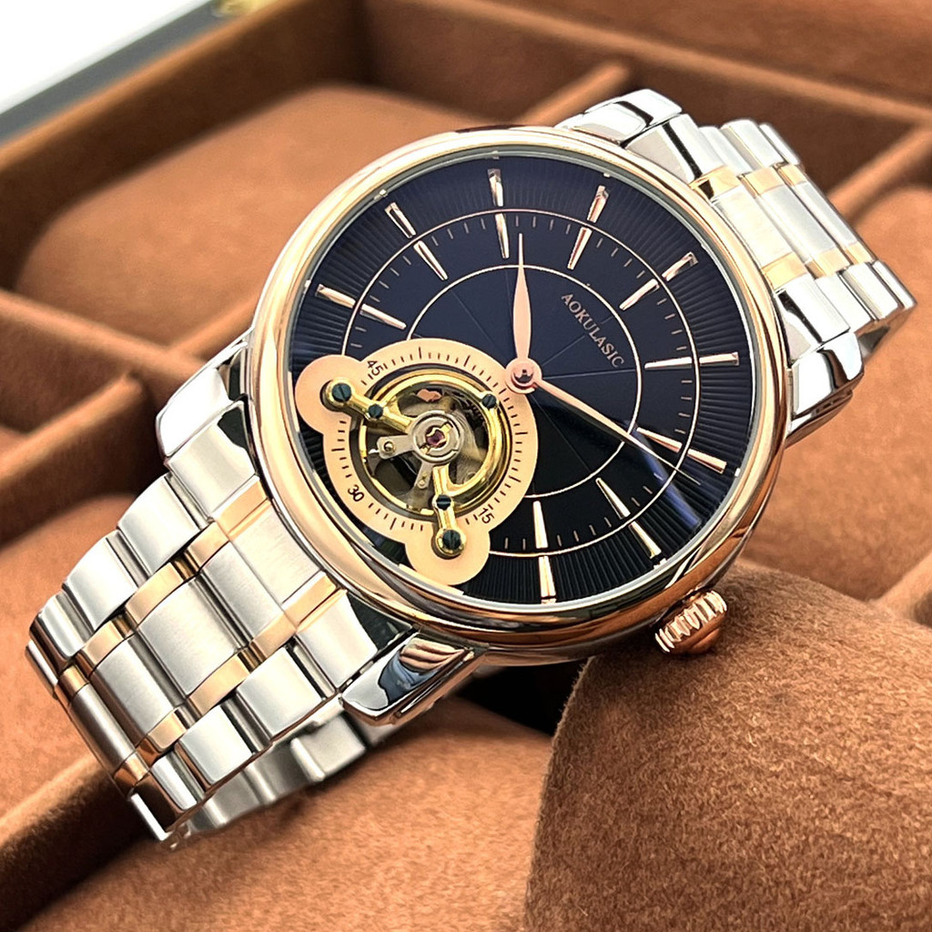 AOKULASIC Men New Mechanical Watch Tourbillon Wristwatch Waterproof Sport Automatic Watches Man