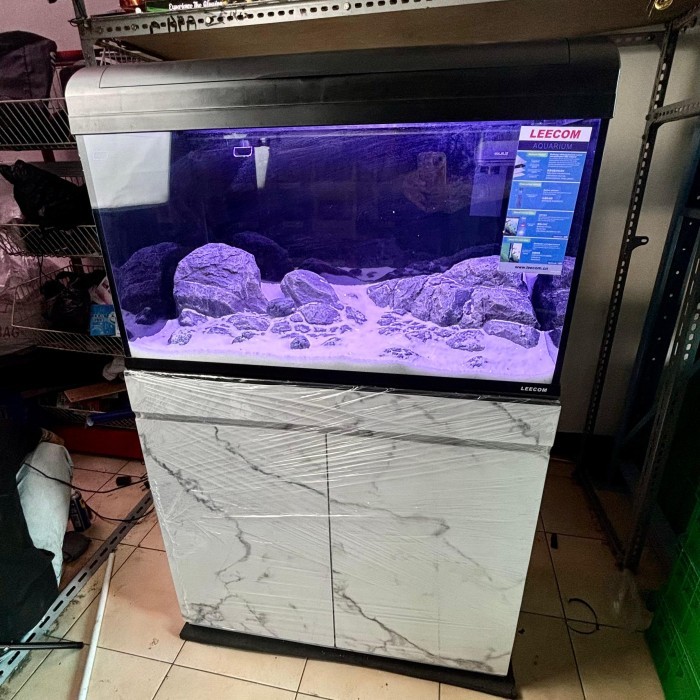 SALE Paket Komplit Aquarium 80 cm Complete Set dengan Kabinet Cabinet dan Hiasan Hardscape dari