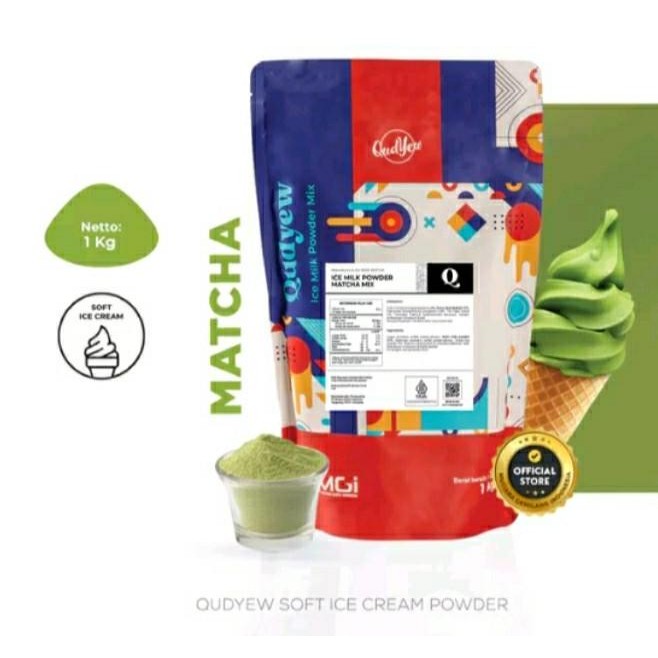 Soft Ice Cream Qudyew Powder matcha / buterscotch / almond premium Berkualitas