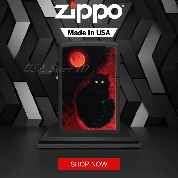 Baru Korek Api Zippo Black Cat Design 48453 Original Made In USA