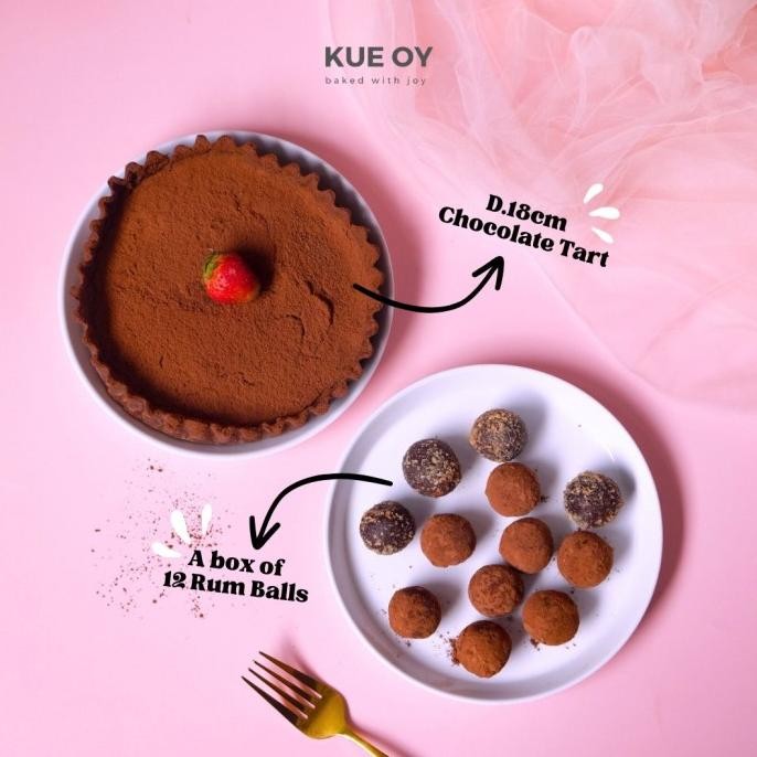 

Kue Oy Bundle Promo - Chocolate Tart & Choco Rum Balls - Birthday Hampers Ulangtahun Pie Coklat